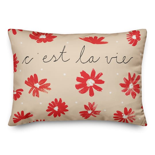 C'est la Vie Florals Rectangle Throw Pillow
